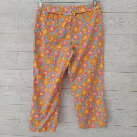 Liz Claiborne Michaela Capri 8 Floral Pants Pink Daisy Flowers Multicolor - Picture 8 of 8